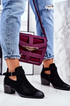 Botki Wiosenne|Botki Na Słupku>Buty damskie Vinceza Botki Damskie Na Obcasie Z Wycięciami Czarne Sicily