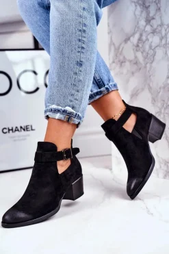 Botki Wiosenne|Botki Na Słupku>Buty damskie Vinceza Botki Damskie Na Obcasie Z Wycięciami Czarne Sicily