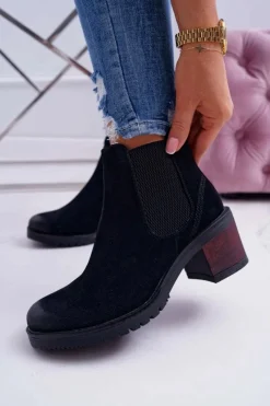 Botki Na Słupku|Botki Zimowe Damskie></noscript>Buty Sergio Leone Botki Damskie Na Obcasie Sergio Leone Czarne BT702