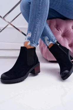 Botki Na Słupku|Botki Zimowe Damskie></noscript>Buty Sergio Leone Botki Damskie Na Obcasie Sergio Leone Czarne BT702