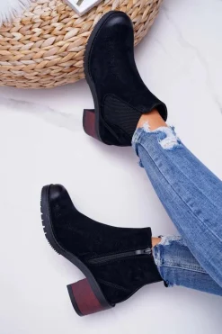 Botki Na Słupku|Botki Zimowe Damskie></noscript>Buty Sergio Leone Botki Damskie Na Obcasie Sergio Leone Czarne BT702