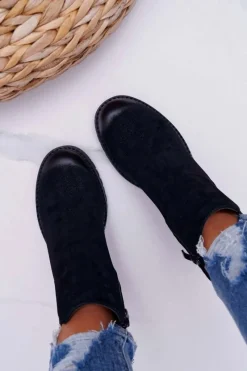 Botki Na Słupku|Botki Zimowe Damskie></noscript>Buty Sergio Leone Botki Damskie Na Obcasie Sergio Leone Czarne BT702