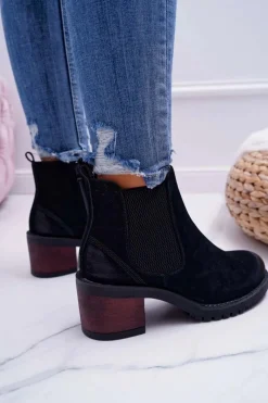 Botki Na Słupku|Botki Zimowe Damskie></noscript>Buty Sergio Leone Botki Damskie Na Obcasie Sergio Leone Czarne BT702