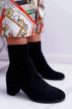 Online Botki Damskie Na Obcasie Wiosenne Sergio Leone Wsuwane Czarne LikeStar Damskie Botki Wiosenne|Botki Na Słupku