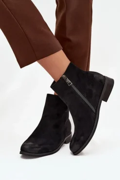 Online Buty damskie Vinceza Botki Damskie Na Płaskim Obcasie Vinceza 39961 Czarne Czarny