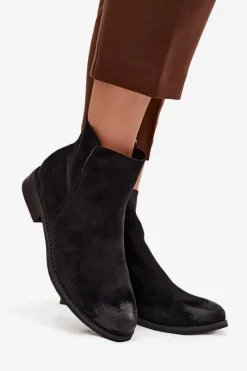 Online Buty damskie Vinceza Botki Damskie Na Płaskim Obcasie Vinceza 39961 Czarne Czarny