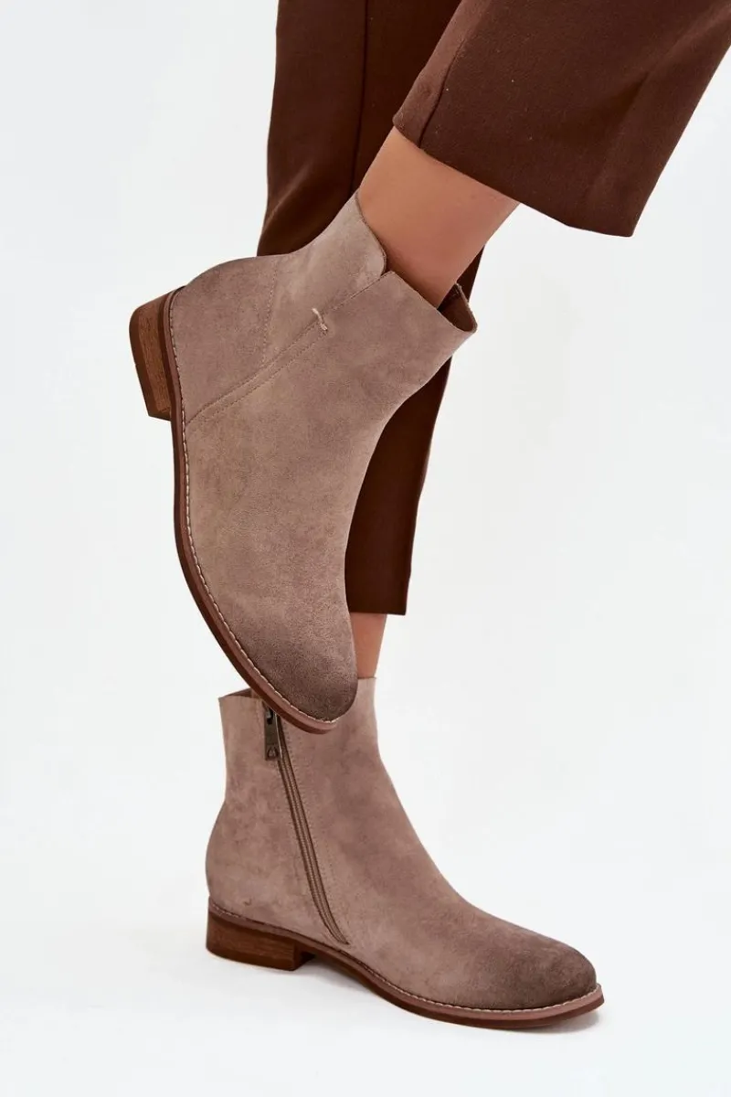 Brązowe I Beżowe Botki|Botki Płaskie>Buty damskie Vinceza Botki Damskie Na Płaskim Obcasie Vinceza 39961 Beżowe Beżowy