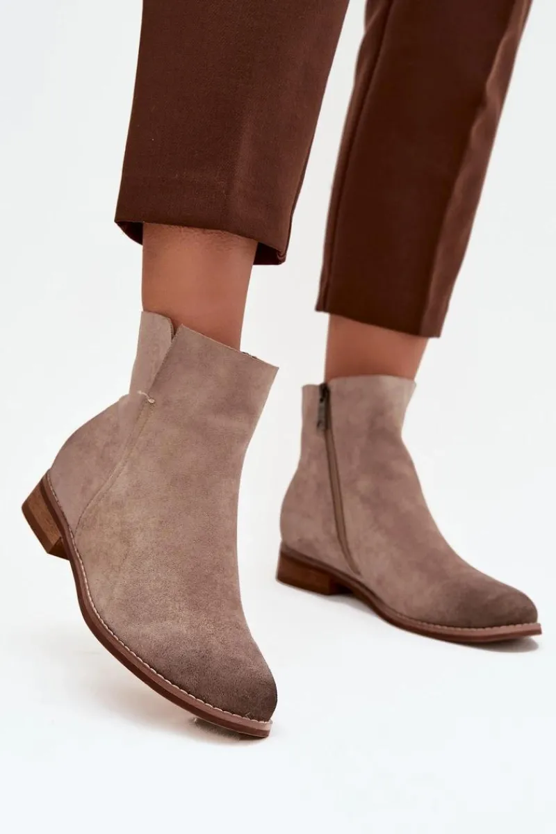 Brązowe I Beżowe Botki|Botki Płaskie>Buty damskie Vinceza Botki Damskie Na Płaskim Obcasie Vinceza 39961 Beżowe Beżowy