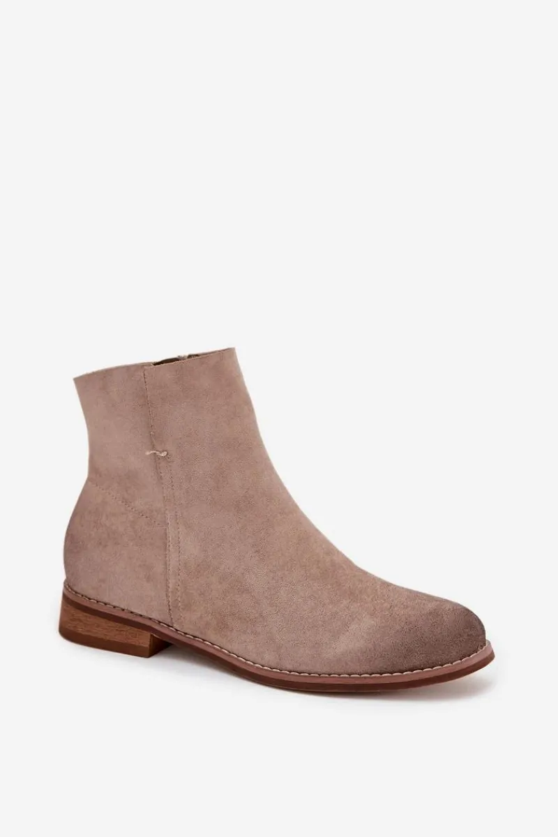 Brązowe I Beżowe Botki|Botki Płaskie>Buty damskie Vinceza Botki Damskie Na Płaskim Obcasie Vinceza 39961 Beżowe Beżowy