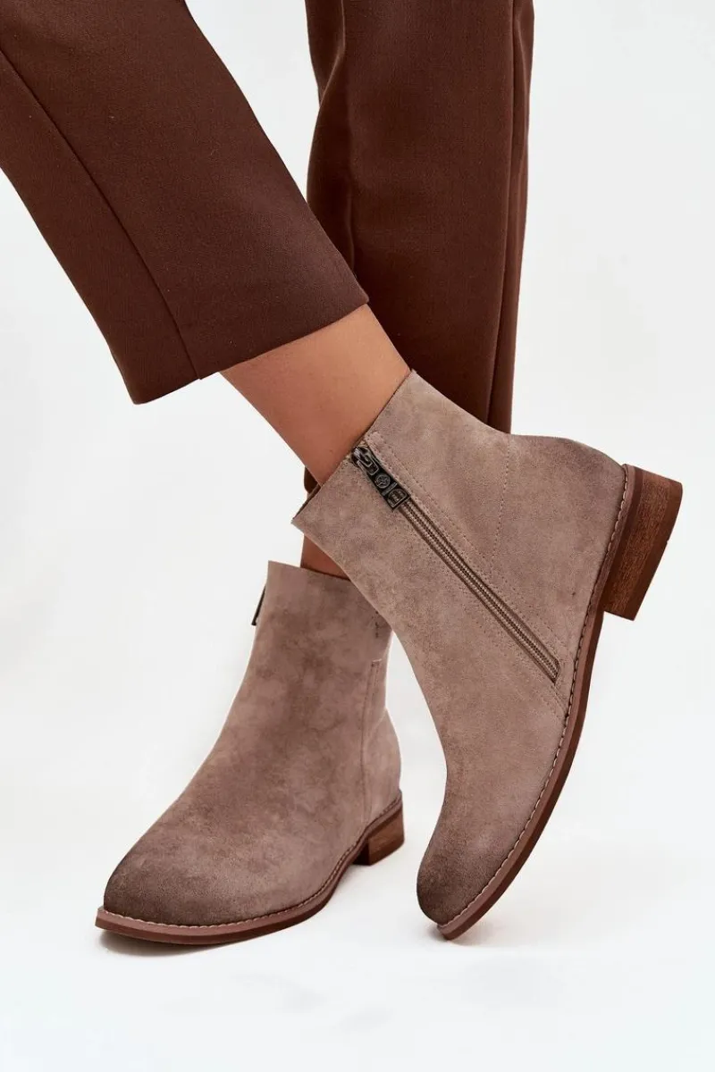 Brązowe I Beżowe Botki|Botki Płaskie>Buty damskie Vinceza Botki Damskie Na Płaskim Obcasie Vinceza 39961 Beżowe Beżowy