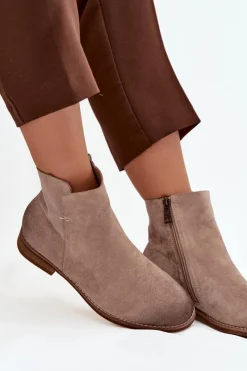 Brązowe I Beżowe Botki|Botki Płaskie><noscript><img width=