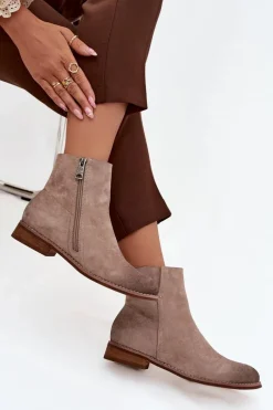 Brązowe I Beżowe Botki|Botki Płaskie><noscript><img width=