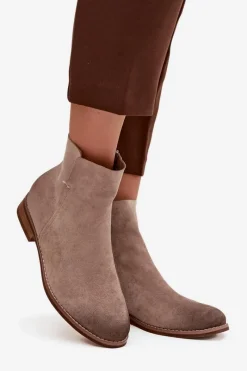 Brązowe I Beżowe Botki|Botki Płaskie><noscript><img width=