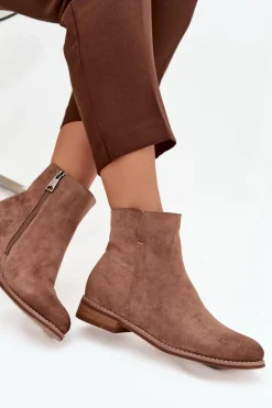 Botki Damskie Na Płaskim Obcasie Vinceza 39961 Jasnobrązowe Damskie Brązowe I Beżowe Botki|Botki Płaskie