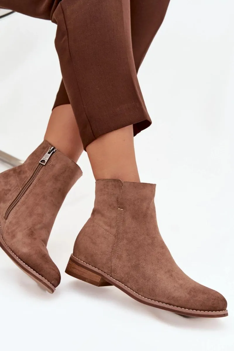 Botki Damskie Na Płaskim Obcasie Vinceza 39961 Jasnobrązowe Damskie Brązowe I Beżowe Botki|Botki Płaskie