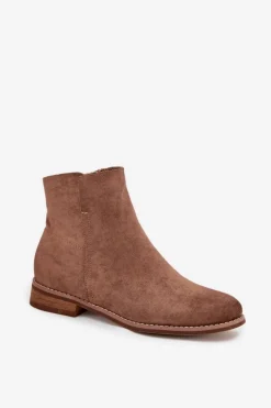 Botki Damskie Na Płaskim Obcasie Vinceza 39961 Jasnobrązowe Damskie Brązowe I Beżowe Botki|Botki Płaskie