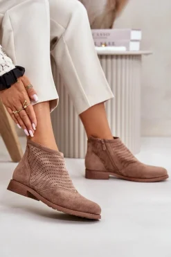Botki Ażurowe|Brązowe I Beżowe Botki><noscript><img width=