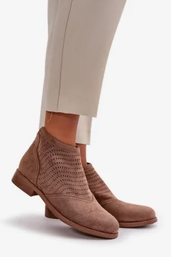 Botki Ażurowe|Brązowe I Beżowe Botki><noscript><img width=