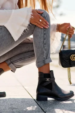 Czarne Botki|Botki Zimowe Damskie><noscript><img width=