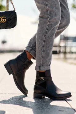 Czarne Botki|Botki Zimowe Damskie><noscript><img width=