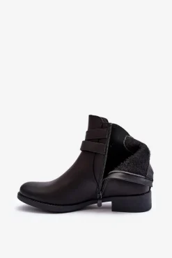 Czarne Botki|Botki Zimowe Damskie><noscript><img width=