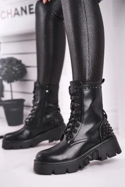 Discount Botki Damskie Na Platformie Grunge Czarne Angels Rock Damskie Damskie Trapery|Botki Sznurowane