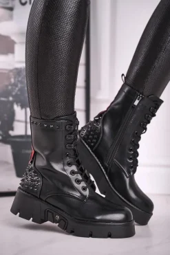 Discount Botki Damskie Na Platformie Grunge Czarne Angels Rock Damskie Damskie Trapery|Botki Sznurowane