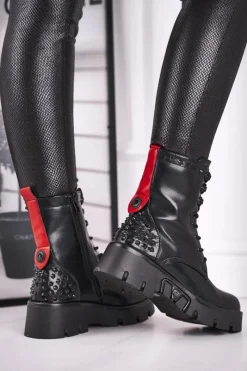 Discount Botki Damskie Na Platformie Grunge Czarne Angels Rock Damskie Damskie Trapery|Botki Sznurowane