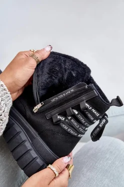 Outlet Botki Damskie Na Platformie Z Ozdobnym Sznurowaniem Czarne Edidda Damskie Damskie Trapery|Botki Sznurowane