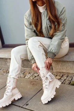 Botki Sznurowane|Czarne Botki>Boto Botki Damskie Na Platformie Ocieplane Beżowe Seul