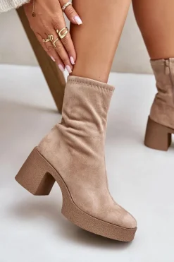 Botki Zimowe Damskie|Brązowe I Beżowe Botki><noscript><img width=