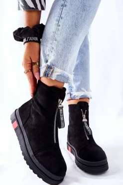 Czarne Botki|Botki Zimowe Damskie>Boto Botki Damskie Na Platformie Czarne Charlee