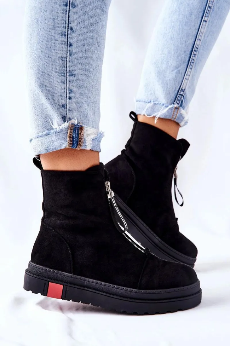 Czarne Botki|Botki Zimowe Damskie>Boto Botki Damskie Na Platformie Czarne Charlee