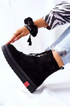 Czarne Botki|Botki Zimowe Damskie><noscript><img width=