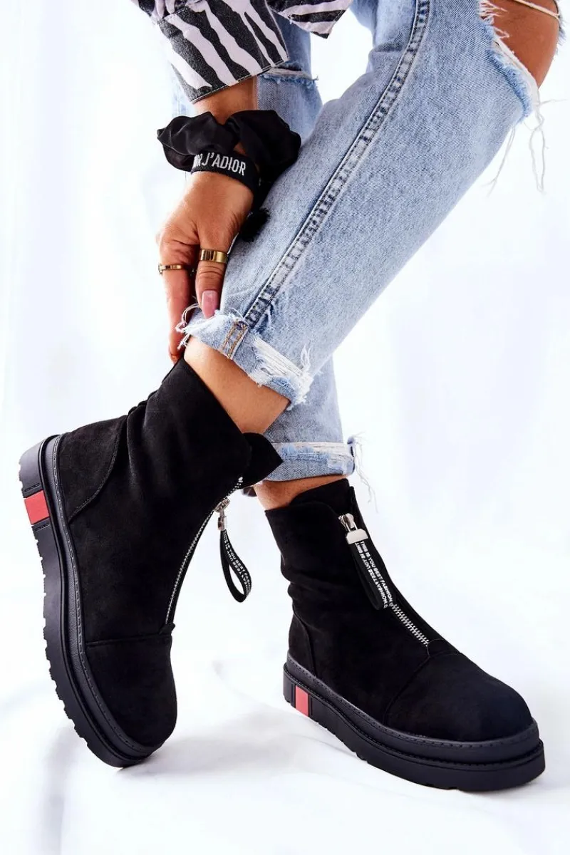 Czarne Botki|Botki Zimowe Damskie>Boto Botki Damskie Na Platformie Czarne Charlee