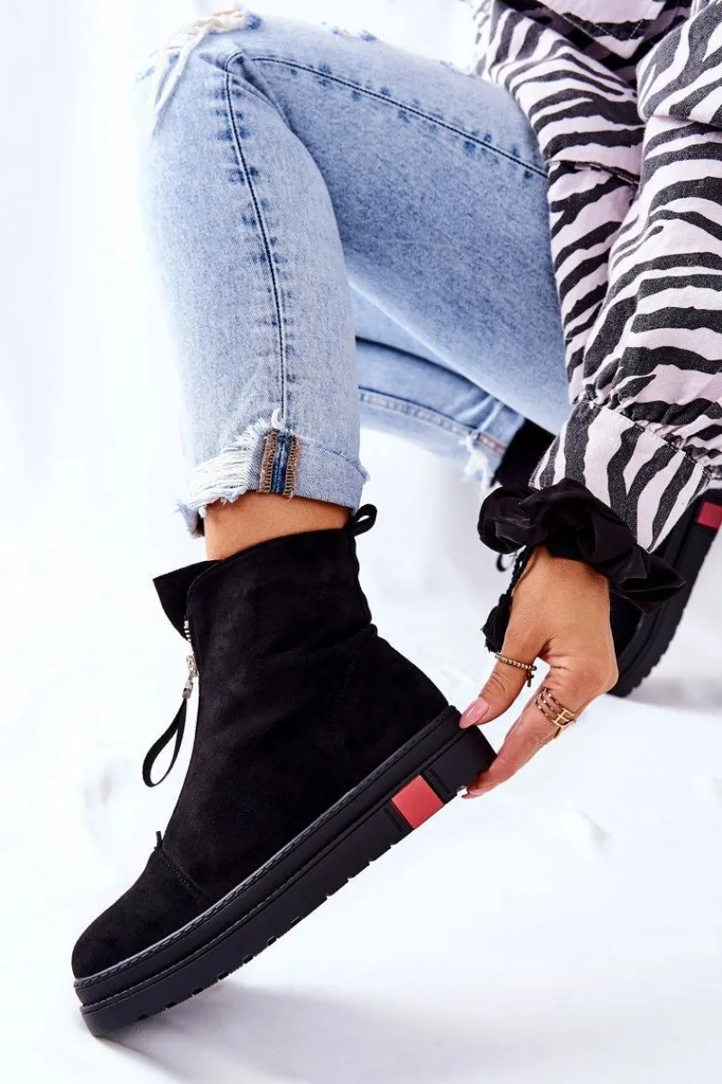 Czarne Botki|Botki Zimowe Damskie>Boto Botki Damskie Na Platformie Czarne Charlee