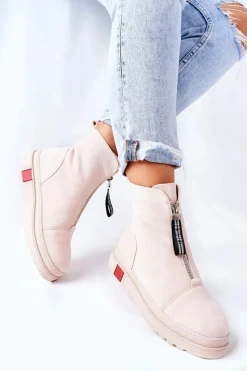 Best Boto Botki Damskie Na Platformie Beżowe Charlee