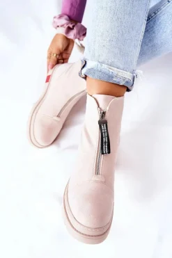 Best Boto Botki Damskie Na Platformie Beżowe Charlee