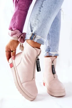 Best Boto Botki Damskie Na Platformie Beżowe Charlee