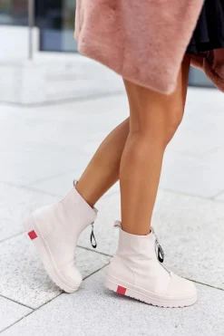 Best Boto Botki Damskie Na Platformie Beżowe Charlee