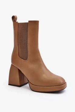 Botki Ocieplane|Brązowe I Beżowe Botki>Boto Botki Damskie Na Platformie I Obcasie Brązowe Stelares Brązowy