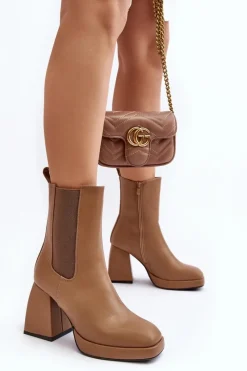 Botki Ocieplane|Brązowe I Beżowe Botki><noscript><img width=