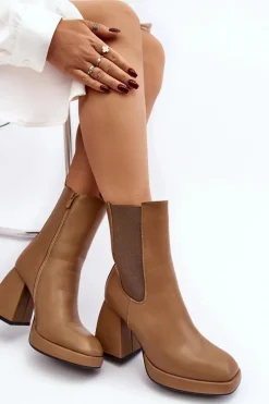 Botki Ocieplane|Brązowe I Beżowe Botki><noscript><img width=