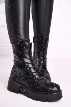 Clearance Boto Botki Damskie Na Platformie Grunge Czarne Don't Stop