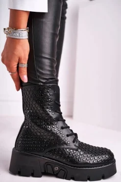 Clearance Boto Botki Damskie Na Platformie Grunge Czarne Don't Stop