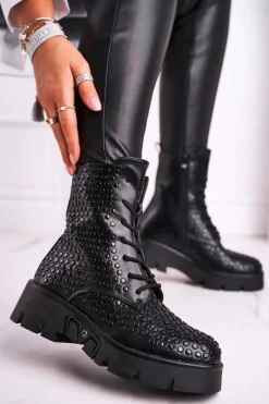 Clearance Boto Botki Damskie Na Platformie Grunge Czarne Don't Stop