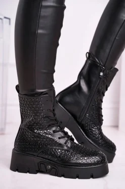 Clearance Boto Botki Damskie Na Platformie Grunge Czarne Don't Stop