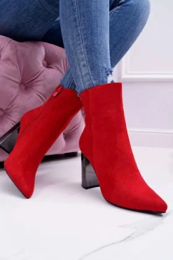 New Boto Botki Damskie Na Srebrnym Słupku Czerwone Dimmy