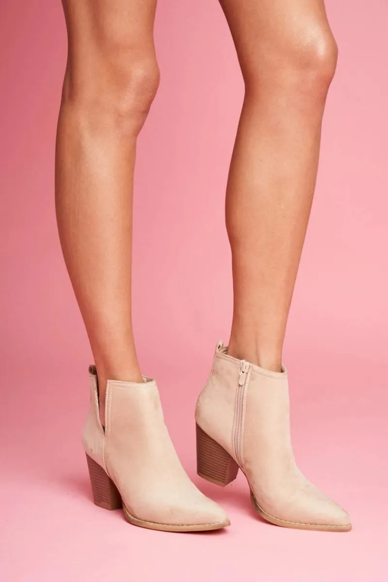 Botki Wiosenne|Botki Na Słupku>Boto Botki Damskie Na Słupku Beżowe Elaine