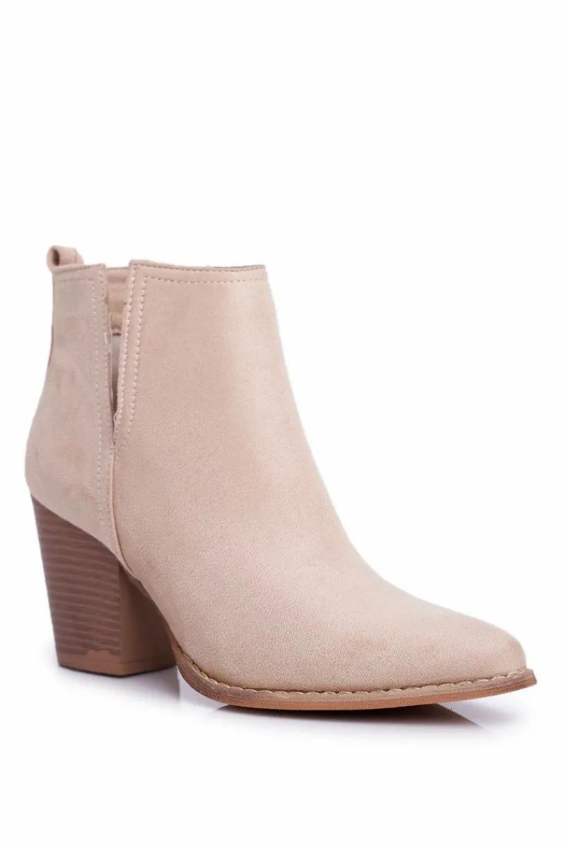 Botki Wiosenne|Botki Na Słupku>Boto Botki Damskie Na Słupku Beżowe Elaine